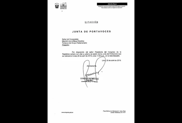 Junta de Portavoces del Congreso se reunirá hoy