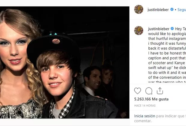 Justin Bieber perdón Taylor Swift