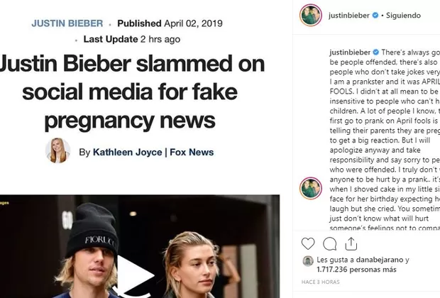 Justin Bieber disculpas embarazo