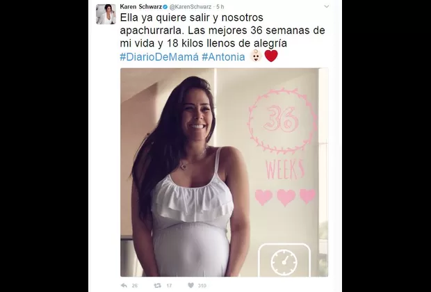 Karen Schwarz dedicó tierno mensaje a su bebé a pocas semanas de dar a luz