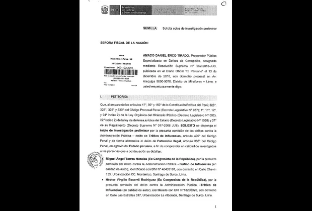 Keiko Fujimori: Procuraduría la denunció por presunto tráfico de influencias