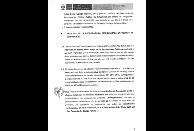 Keiko Fujimori: Procuraduría la denunció por presunto tráfico de influencias