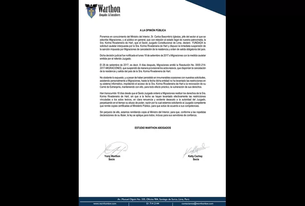 Korina Rivadeneira situación legal