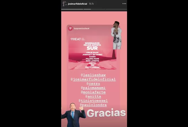 Leslie Shaw y Josimar son nominados a los Premios Heat 2020