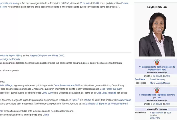 Leyla Chihuán: cambian su biografía en Wikipedia y bromean sobre su sueldo