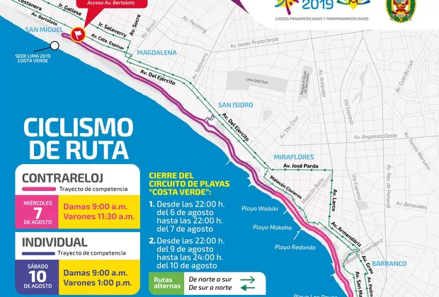 Lima 2019: toda la Costa Verde permanece cerrada por prueba de ciclismo