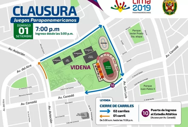 Lima 2019: conoce el plan vehicular por la clausura de Juegos Parapanamericanos