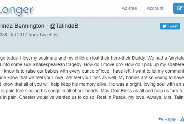 Linkin Park: viuda de Chester Bennington dedica emotiva carta tras su muerte