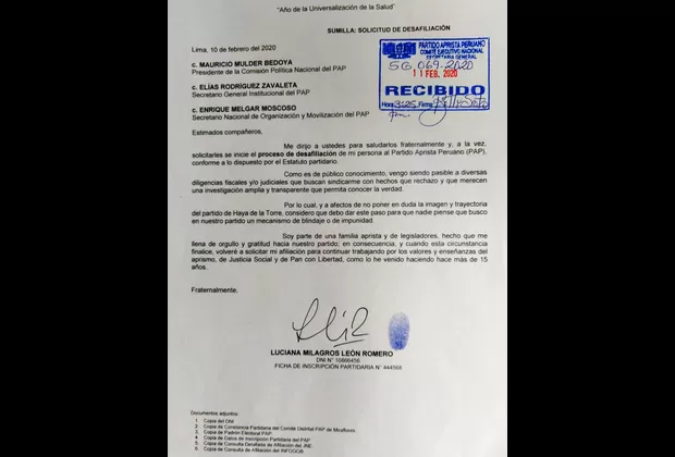 Luciana León: Apra inicia proceso para su expulsión del partido