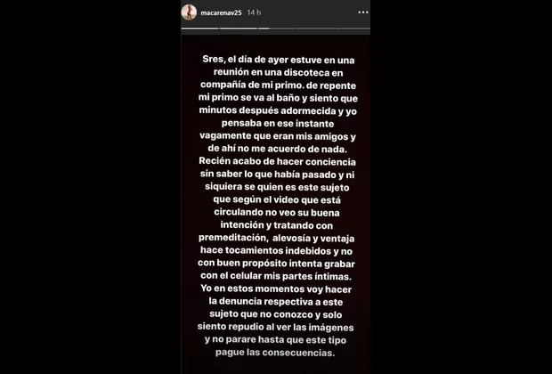 Macarena Vélez denuncia