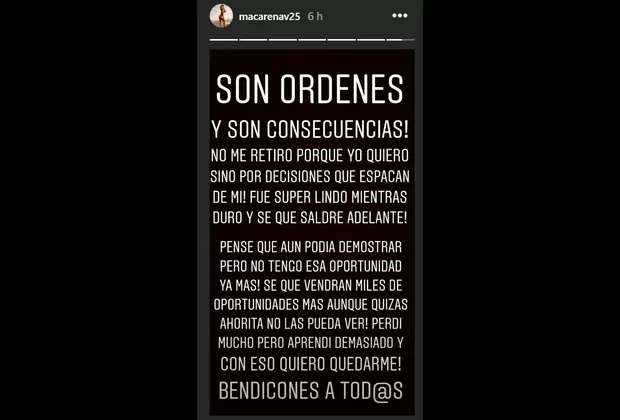 Macarena Vélez se despide definitivamente de 'Esto es guerra' con este mensaje