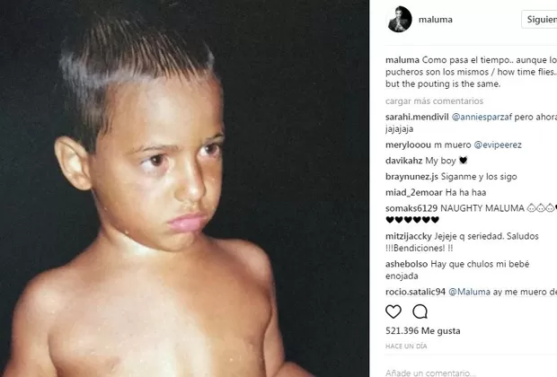 Instagram: Maluma sorprendió a sus fans con esta tierna foto de su niñez