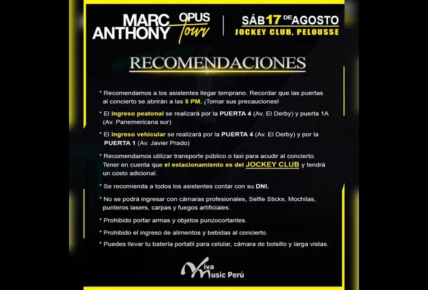 Marc Anthony en Lima: horarios y recomendaciones para disfrutar del show de esta noche 