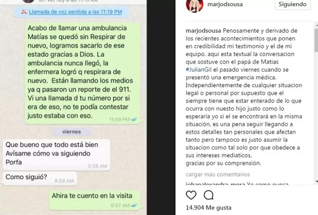 Marjorie de Sousa desmintió acusaciones de Julián Gil con esta imagen