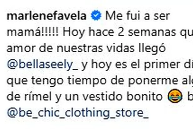 Marlene Favela se deja ver así tras dar a luz a su hija Bella