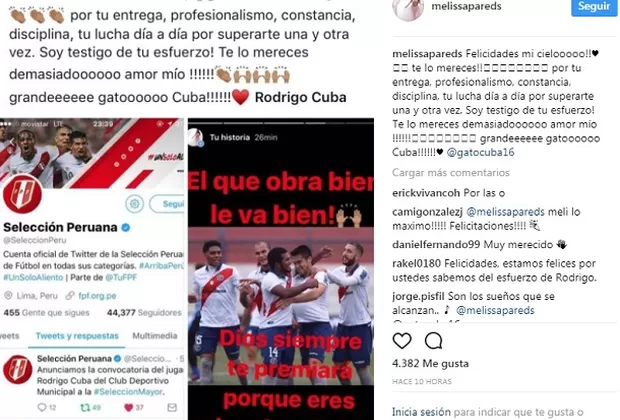 Melissa Paredes y su mensaje al 'Gato' Cuba por su convocatoria a la Selección