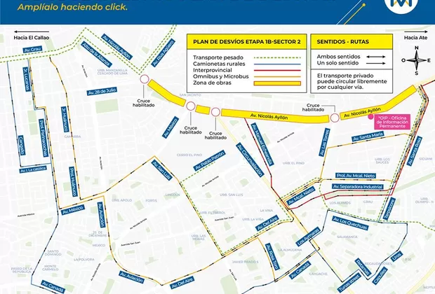 Metro de Lima: hoy habrá desvío en av. Nicolás Ayllón por obras en Línea 2