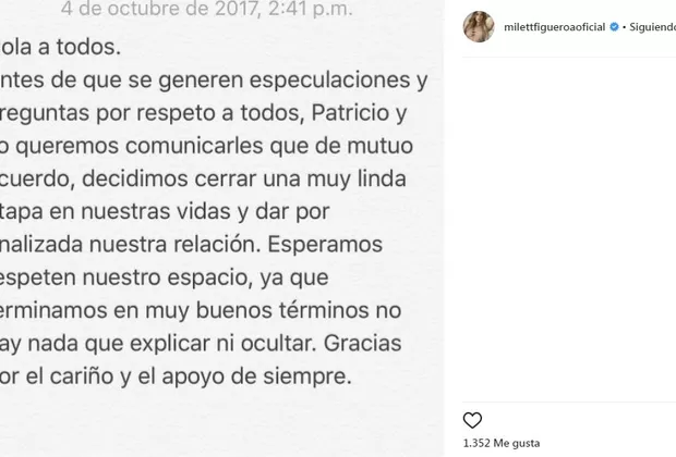 Milett Figueroa y Patricio Quiñones terminaron 