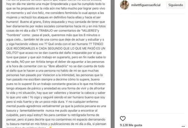 Milett Figueroa respondió a aquellos que le piden video íntimo