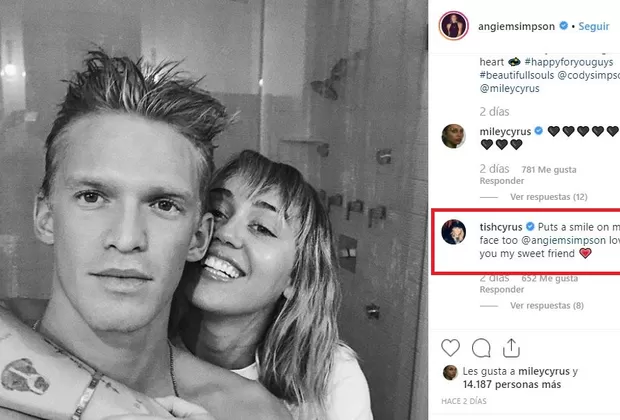 Miley Cyrus: mamá de Cody Simpson apoya romance con la cantante