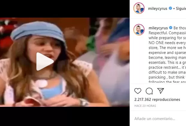 Miley Cyrus utiliza a Hannah Montana para concientizar sobre el coronavirus 