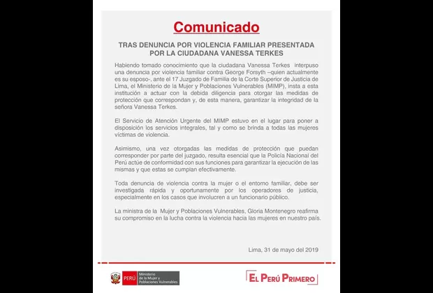 Ministra de la Mujer se pronunció sobre la denuncia de Vanessa Terkes
