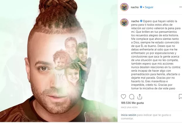 Nacho le dedica extenso mensaje a su esposa tras confirmar separación