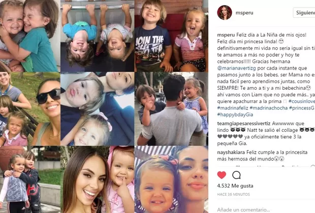 Natalie Vértiz compartió tierno mensaje para su sobrina Gia 