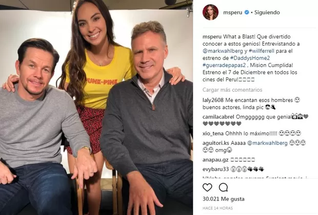 Natalie Vértiz con John Lithgow y Mark Wahlberg