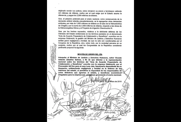 Odebrecht: Vilcatoma presenta moción para interpelar a Zeballos por acuerdo de colaboración