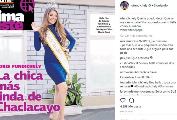 Orlando Fundichely orgulloso de su hija Doris