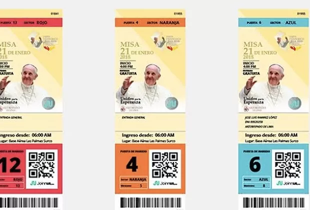 Papa Francisco: Arzobispado presenta entradas para asistir a misa en Lima