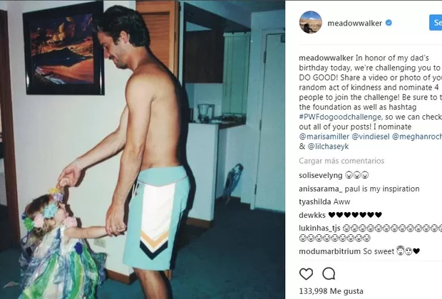 Rápidos y furiosos: hija de Paul Walker recordó así al fallecido actor