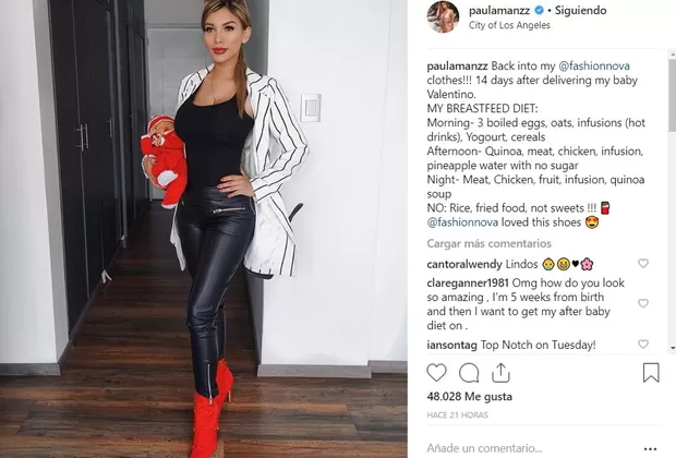 Paula Manzanal presume su figura a solo 15 días de haber dado a luz