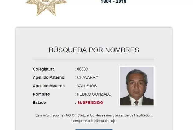 Pedro Chávarry: CAL hizo oficial la suspensión de su colegiatura