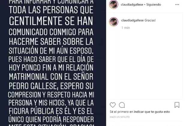 Pedro Gallese: su esposa Claudia Díaz anunció el fin de su matrimonio tras 'ampay'