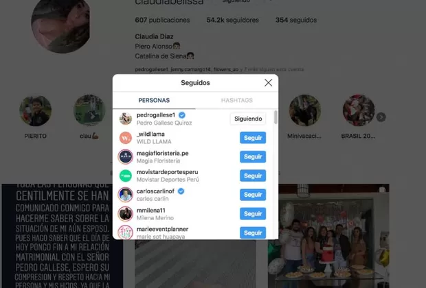 Pedro Gallese y su esposa Claudia Díaz volvieron a seguirse en Instagram 