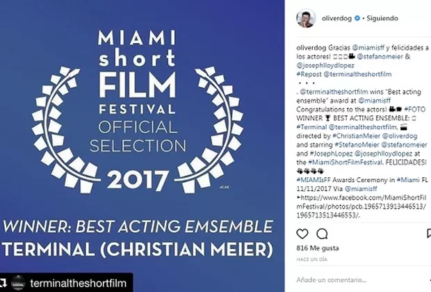 Película de Christian Meier recibe premio en el Miami Short Film Festival