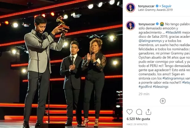Peruano Tony Succar ganó dos Latin Grammy a Productor del Año y a Mejor Álbum de salsa