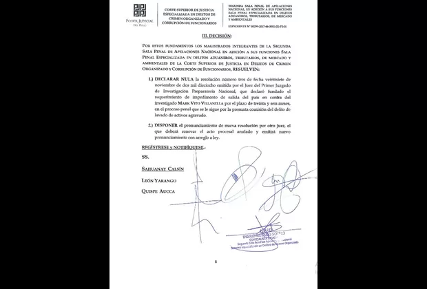 Poder Judicial anula impedimento de salida del país de Mark Vito