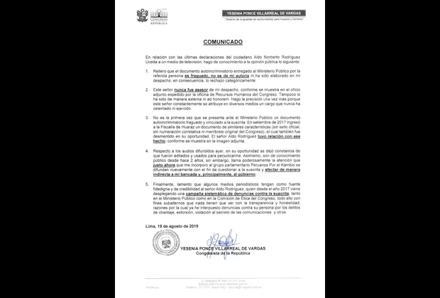 Ponce rechaza audios en su contra y afirma que es 