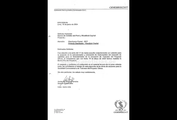 Nuevos documentos de la relación de PPK con Odebrecht entre los años 2004 y 2005