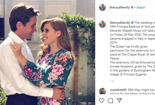 La princesa Beatriz de York anuncia que se casará el 29 de mayo en Londres