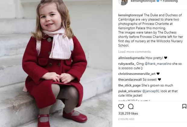 Princesa Charlotte en su primer día de clases