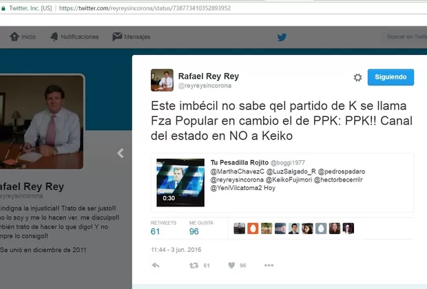 Rafael Rey: los ofensivos tuits del voceado candidato a contralor