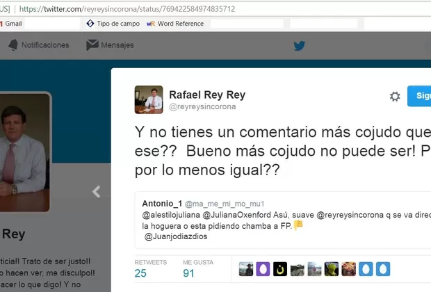 Rafael Rey: los ofensivos tuits del voceado candidato a contralor