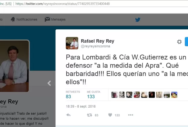 Rafael Rey: los ofensivos tuits del voceado candidato a contralor