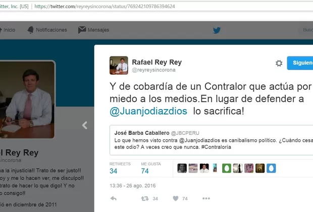 Rafael Rey: los ofensivos tuits del voceado candidato a contralor