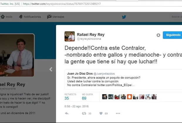 Rafael Rey: los ofensivos tuits del voceado candidato a contralor