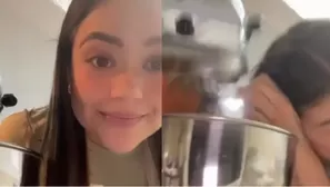 Tiktoker no midió distancia entre su cabello y el electrodoméstico al grabar contenido. Foto y video: TikTok